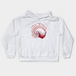 Elegant Red Nautilus Shell Illustration No. 751 Kids Hoodie